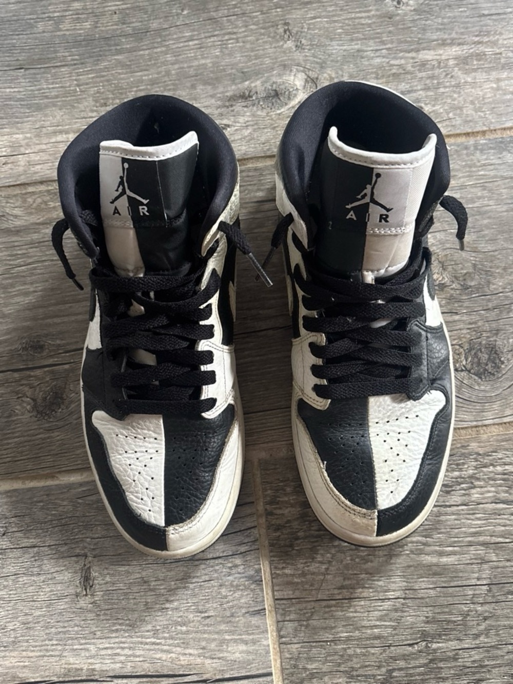 Jordan Black and White High-Top Sneakers